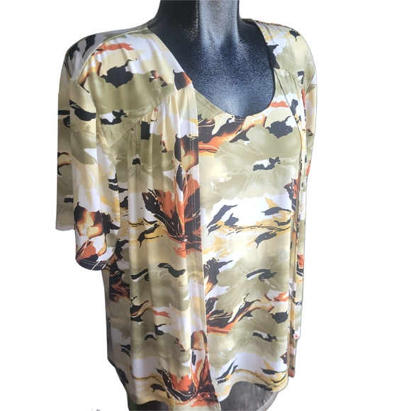 Claire France Floral Print Short Sleeve Top XL - Picture 2 of 6